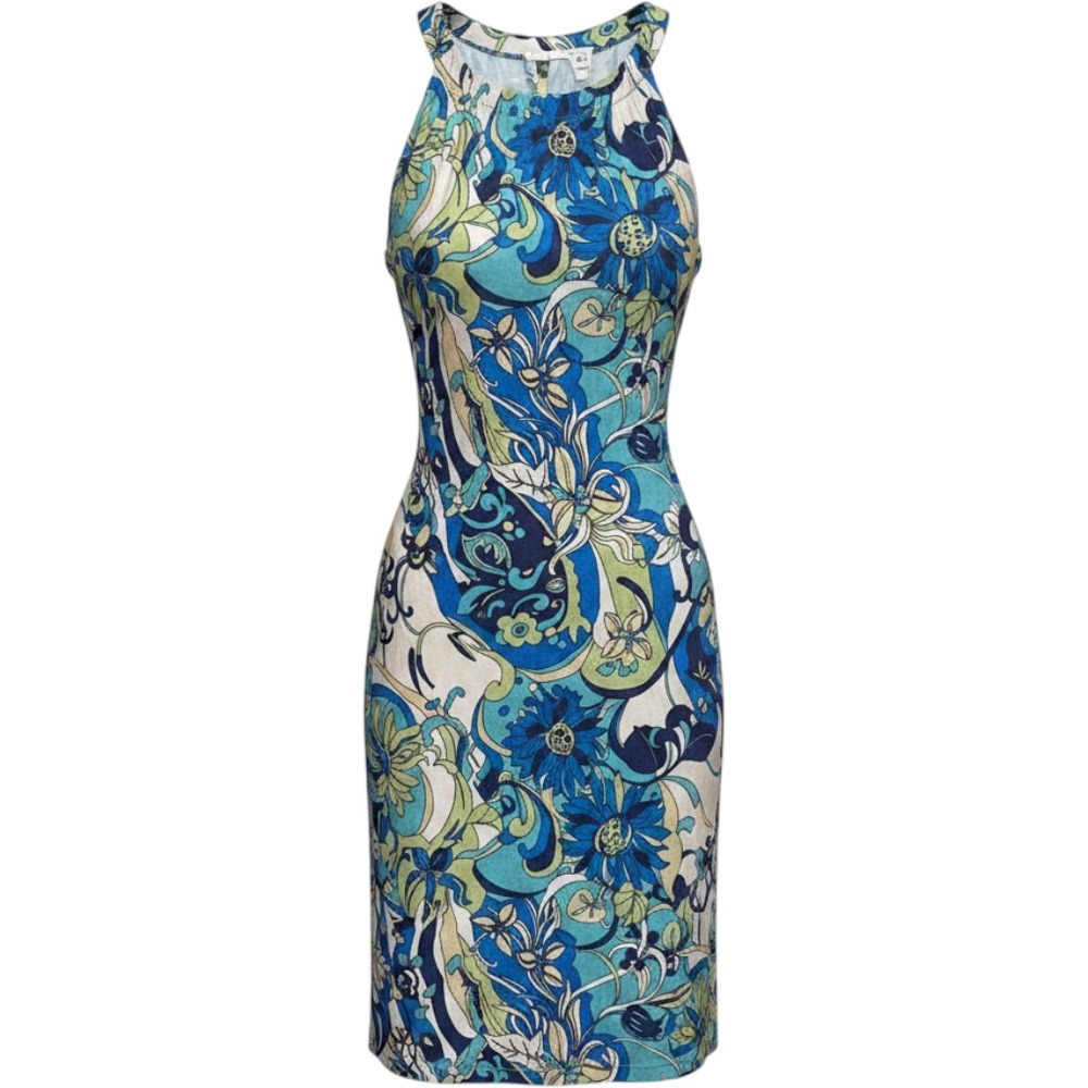Isle by Melis Kozan Blue Green Floral Paisley Sleeveless Shift Dress Womens M‎